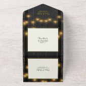 Rustige fotobekleding met houten touwlichten bruil all in one uitnodiging (Buitenkant)