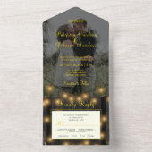 Rustige fotobekleding met houten touwlichten bruil all in one uitnodiging (Binnen)