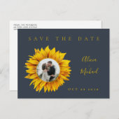 Rustige fotobruiloft met zonnebloem, met uitzonder aankondigingskaart (Voorkant / Achterkant)