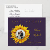 Rustige fotobruiloft met zonnebloem, met uitzonder aankondigingskaart (Voorkant / Achterkant)