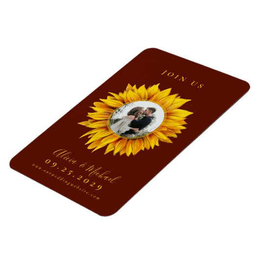 Rustige fotobruiloft met zonnebloem, met uitzonder magneet (Linkerzijde)