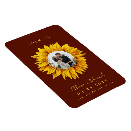 Rustige fotobruiloft met zonnebloem, met uitzonder magneet (Rechterzijde)