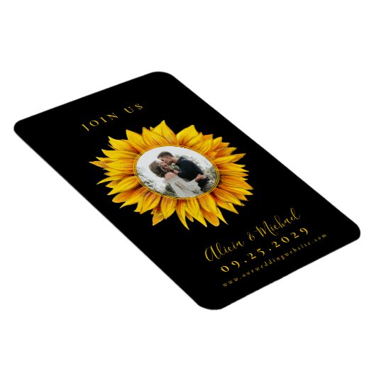 Rustige fotobruiloft met zonnebloem, met uitzonder magneet (Rechterzijde)