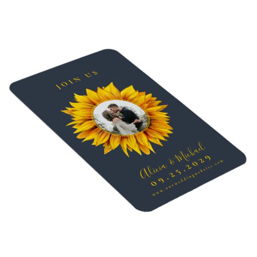 Rustige fotobruiloft met zonnebloem, met uitzonder magneet (Rechterzijde)