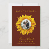 Rustige fotobruiloft met zonnebloem, met uitzonder save the date (Voorkant)