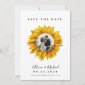 Rustige fotobruiloft met zonnebloem, met uitzonder save the date (Voorkant)