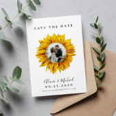 Rustige fotobruiloft met zonnebloem, met uitzonder save the date
