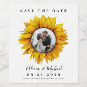 Rustige fotobruiloft met zonnebloem, met uitzonder wijn etiket (Enkel label)