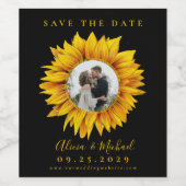 Rustige fotobruiloft met zonnebloem, met uitzonder wijn etiket (Enkel label)