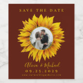 Rustige fotobruiloft met zonnebloem, met uitzonder wijn etiket (Enkel label)