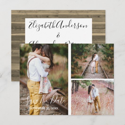 Rustige fotocollage slaat de datum op briefkaart (Voorkant / Achterkant)