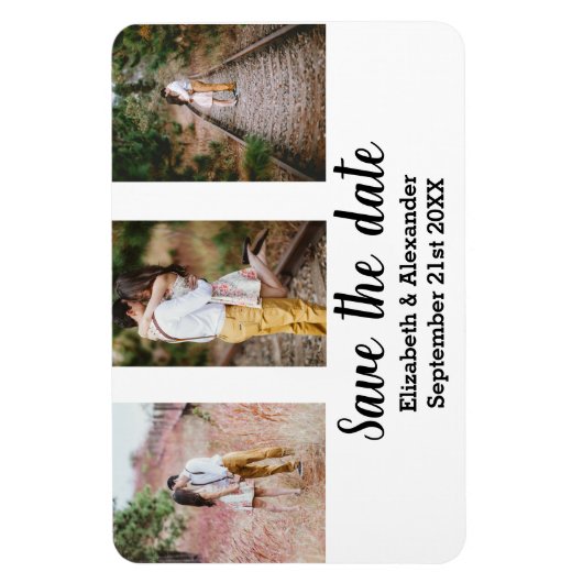 Rustige fotocollage slaat de datum op magneet (Verticaal)