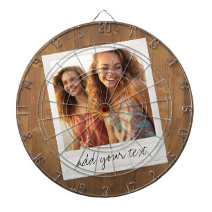 Rustige fotolijst met vierkante Instagram en hout Dartbord