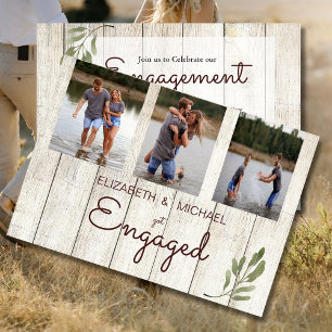 Rustige foto's Eenvoudig hout Modern Verloving Save The Date