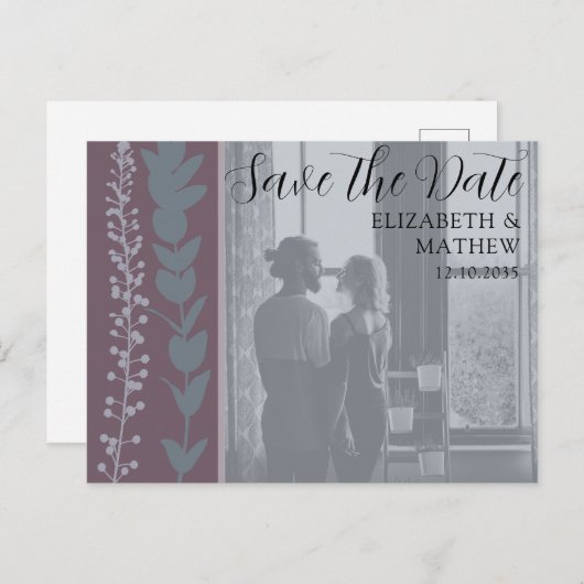 Rustige foto's en afvulmateriaal bespaart de datum aankondigingskaart (Voorkant / Achterkant)