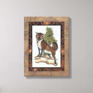 Rustige Fox die op een boomstam steekt Canvas Afdruk