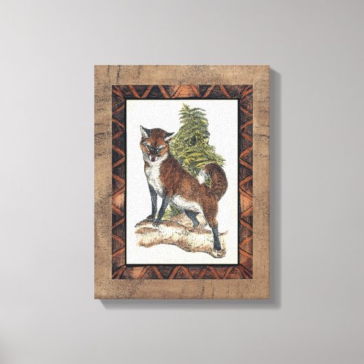 Rustige Fox die op een boomstam steekt Canvas Afdruk (Voorkant)