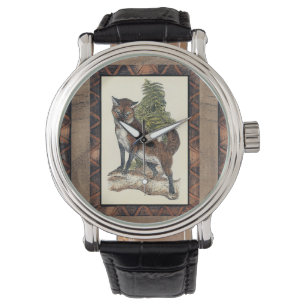 Rustige Fox die op een boomstam steekt Horloge