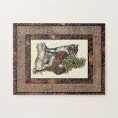 Rustige Fox die op een boomstam steekt Legpuzzel (Horizontaal)