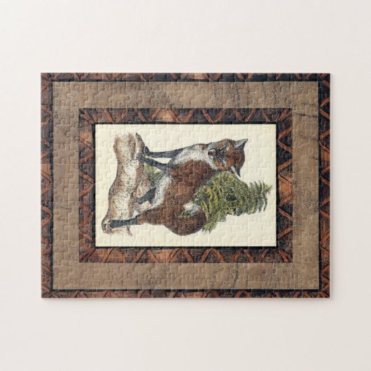 Rustige Fox die op een boomstam steekt Legpuzzel (Horizontaal)