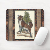 Rustige Fox die op een boomstam steekt Muismat (Met muis)