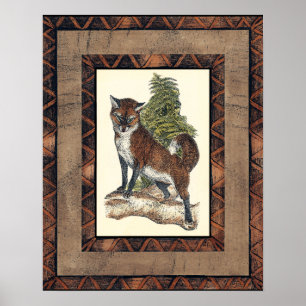 Rustige Fox die op een boomstam steekt Poster