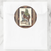 Rustige Fox die op een boomstam steekt Ronde Sticker (Tas)