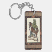 Rustige Fox die op een boomstam steekt Sleutelhanger (Voorkant Links)