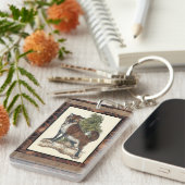 Rustige Fox die op een boomstam steekt Sleutelhanger (Voorkant Rechts)