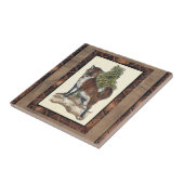 Rustige Fox die op een boomstam steekt Tegeltje (Zijkant)