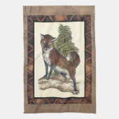 Rustige Fox die op een boomstam steekt Theedoek (Verticaal)