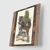 Rustige Fox die op een boomstam steekt Vierkante Klok (Hoek)