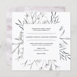 Rustige franse botanica Wedding Invitation Kaart