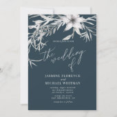 Rustige franse botanica Wedding Invitation Kaart (Voorkant)