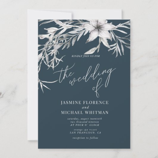 Rustige franse botanica Wedding Invitation Kaart (Voorkant)