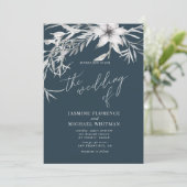 Rustige franse botanica Wedding Invitation Kaart (Staand voorkant)