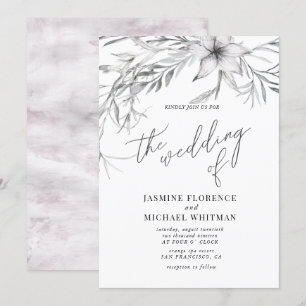 Rustige franse botanica Wedding Invitation Kaart