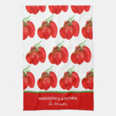 Rustige Franse gepersonaliseerde Waterverf Tomaten Theedoek (Verticaal)