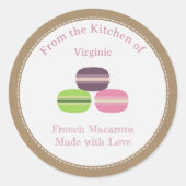 Rustige Franse Sticker op het etiket van Macarons (Voorkant)