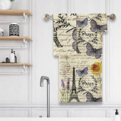  rustige franse vlinderparijs eiffeltoren bad handdoek