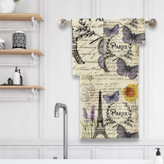  rustige franse vlinderparijs eiffeltoren bad handdoek