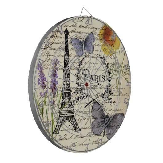 rustige franse vlinderparijs eiffeltoren dartbord (Voorkant Links)