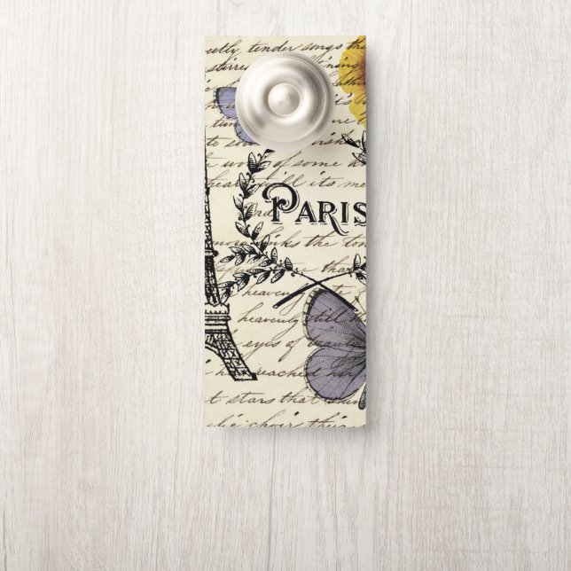  rustige franse vlinderparijs eiffeltoren deurhanger (Op knop)