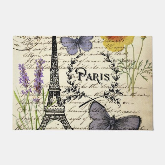 rustige franse vlinderparijs eiffeltoren deurmat (Voorkant)