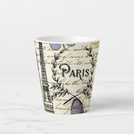 rustige franse vlinderparijs eiffeltoren latte mok (Voorkant)