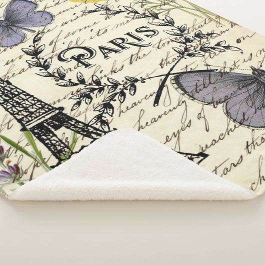 rustige franse vlinderparijs eiffeltoren sherpa deken (3/4)