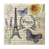 rustige franse vlinderparijs eiffeltoren tegeltje (Voorkant)