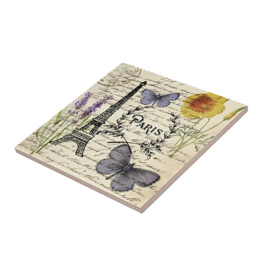  rustige franse vlinderparijs eiffeltoren tegeltje (Zijkant)