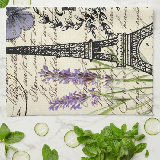 rustige franse vlinderparijs eiffeltoren theedoek (Gevouwen)