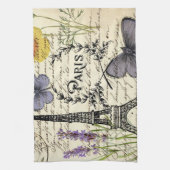 rustige franse vlinderparijs eiffeltoren theedoek (Verticaal)